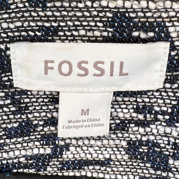 FOSSIL Arlene Jacket Blue Multi Leopard Print Metallic Full Zip Size Medium - Picture 7 of 8